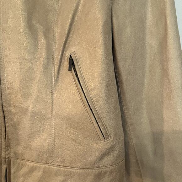 i.e. Gold Metallic 100% leather moto disco jacket - Picture 3 of 8